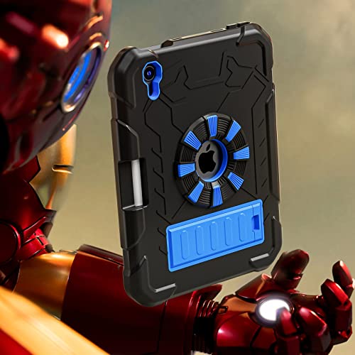 SIBEITU iPad Mini Case 2021 for Kids | iPad Mini 6 Case iPad Mini 6th Generation Case with Pencil Holder Stand | Slim Shockproof Protective Case Cover for iPad Mini 8.3 2021 Black & Blue