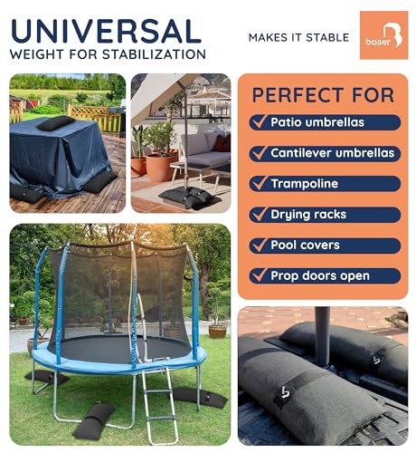 Baser - Outdoor Fillable Straight Weight Bags 2 x 9 LBS fillable for Patio Umbrellas, Cantilevers and Garden Accessories