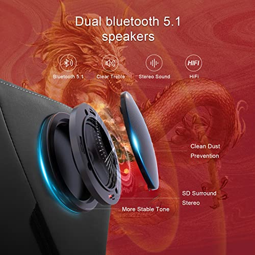 GTPLAYER Gaming Chair with Bluetooth Speakers and Footrest, Dragon Series Video Game Chair ,Heavy Duty Ergonomic Chair,Esports Gaming Chair,Computer Office Desk Chair by GTRACING(Black)