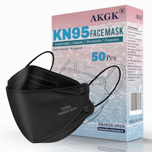 akgk KN95 Face Masks 100 Pack, Individually Wrapped, 5-Ply Disposable Pink Face Mask Against PM 2.5 Smoke & Dust, Filtration Efficiency 95%