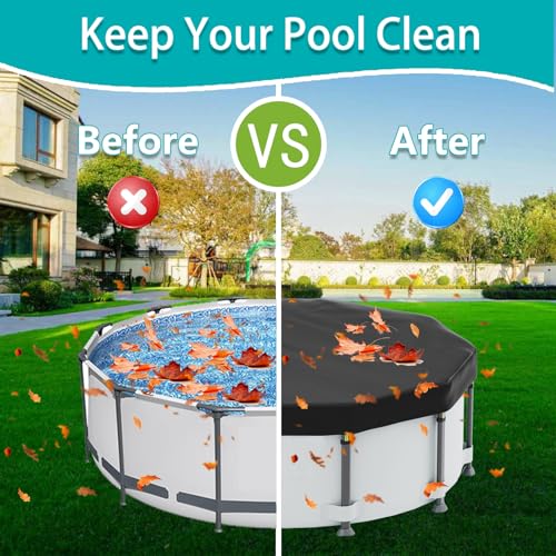 10FT Pool Covers for Above Ground Pools, Safana Round Pool Winter Cover, Tear Resistant Fabric Swimming Pool Covers, Superior Strength & Durability, Prevent Leaves, UV Resistance, Prevent from Debris
