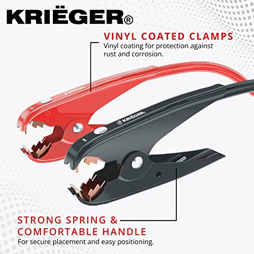 K KRIËGER Jumper Cables for Car Battery, Heavy Duty Automotive Booster Cables for Jump Starting Dead or Weak Batteries with Carrying Bag Included (16-Feet (4-Gauge)