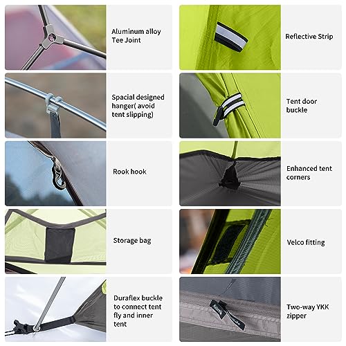 Naturehike Cloud-Up 1 Person Tent Lightweight Backpacking Tent for One Man, Waterproof Ultralight Single Person Tent, Double Layer One Person Tent for Camping Hiking Backpacking