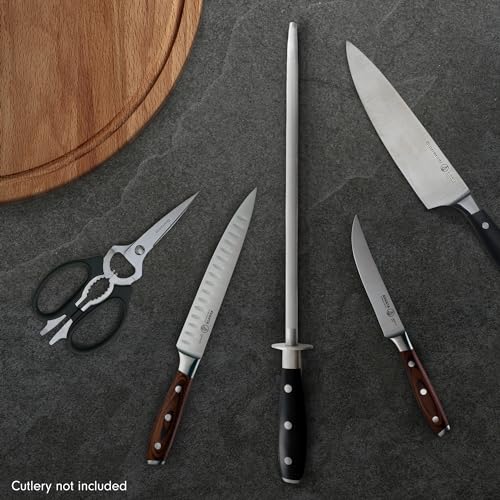 Messermeister 12” Ceramic Sharpening Rod - Knife Sharpener - Fine 1200 Grit - Ceramic Core, Large Sharpening Surface & Soft-Grip Handle