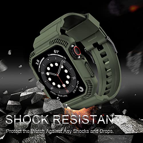 OROBAY Compatible with Apple Watch Band 45mm/44mm/42mm-Series 3/2/1 with Case, Shockproof Rugged Band Strap for iWatch SE2 SE Series 9/8/7/6/5/4/3/2/1 with Bumper Case Cover Men Women, Orange