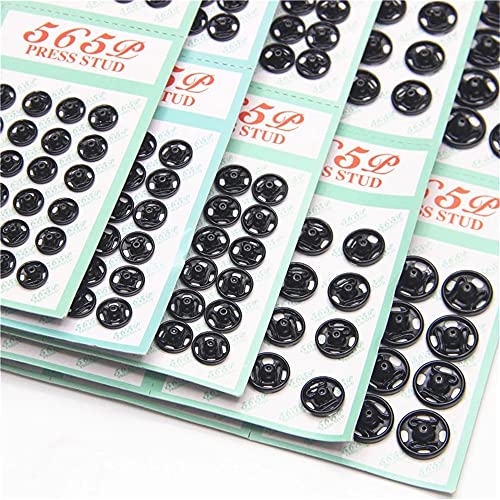 Mini Button Buckle Invisible Metal Snap Buttons Fasteners Press Studs Buttons for Sewing Clothing(Black,6mm)
