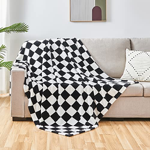 SOCHOW Checkered Flannel Throw Blanket, Soft Cozy Checkerboard Grid Pattern Fleece Blanket for Couch Bed Sofa, Sage Green 60 x 80 Inches