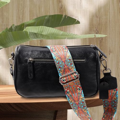 Dksongr Italian Genuine Leather Crossbody bags for Women Small Leather Purses Shoulder Crossbody Handbags with Wide Strap