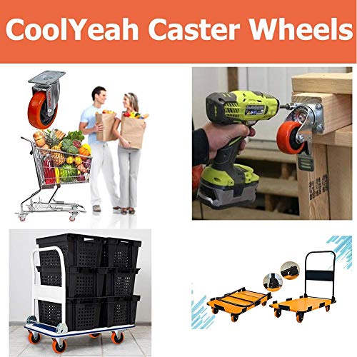 CoolYeah 4 inch Caster Wheels with Brake (Set of 4)
