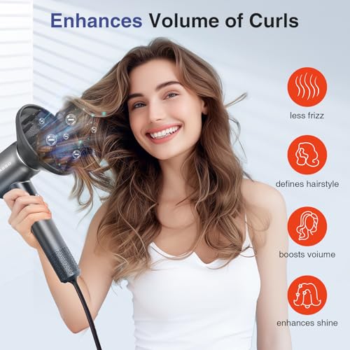 Hair Dryer, 110, 000 RPM High Speed Blow Dryer for Fast Drying, Negative Ionic Hair Dryer for Hair Care, HD Display, 360° Rotating Magnetic Nozzle, Low Noise Hair Dryer for Home and Travel