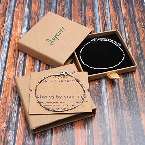 JoycuFF Aunt Friendship Morse Code Bracelets Inspirational Gifts For Best Friends Women Mother Daughter Aunt Sister Mothers Day Birthday Christmas Stianless Steel Jewelry Silver Bracelet