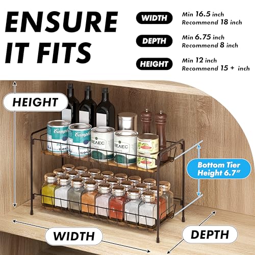 Simple Houseware Countertop Spice Rack 2-Tier Kitchen Spice Organizer Storage Shelves, Bronze