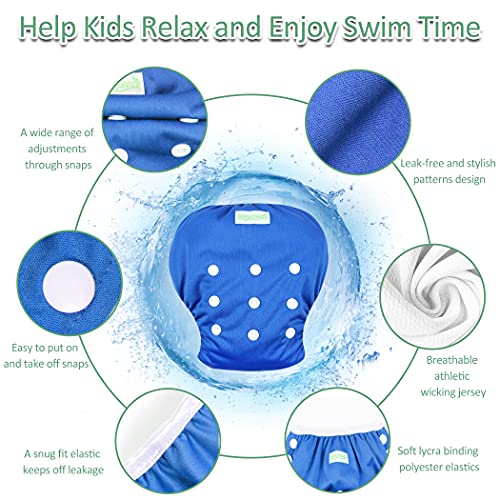 wegreeco Baby & Toddler Snap One Size Adjustable Reusable Baby Swim Diaper (Sealife,Small,3 Pack)
