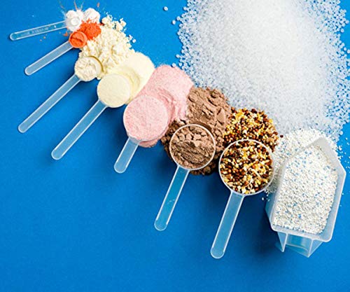 Plastic Measuring Scoop, 4 Tablespoon (60 cc | 1/4 Cup | 2 oz. | 60 mL) Long Handle Spoons for Powders, Granules, Coffee, Pet Food, Baking Supplies, Protein and Other Dry Goods, BPA Free (Set of 100)