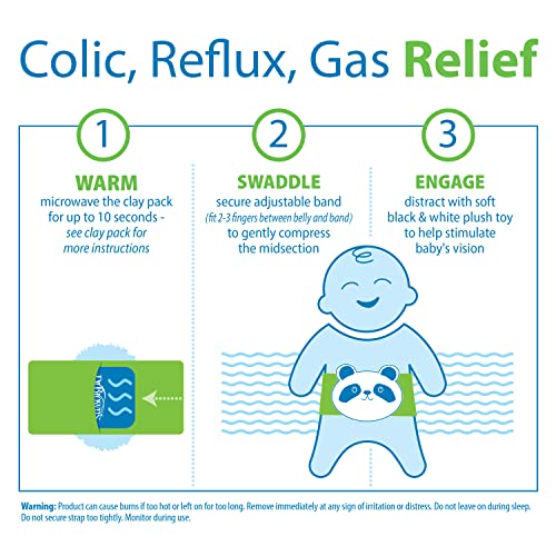 Dr. Brown's Infant Gripebelt for Colic Relief, Heated Tummy Wrap, Baby Swaddling Belt for Gas Relief, Natural Relief for Upset Stomach in Babies and Toddlers, Panda, 0-3m