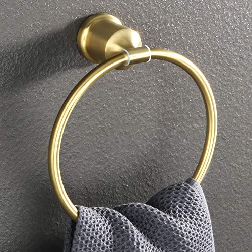 Alise Towel Rings for Bathroom,Hand Towel Holder Towel Hanger Wall Mount SUS304 Stainless Steel Towel Rack,Gold Finish GNM7001-G