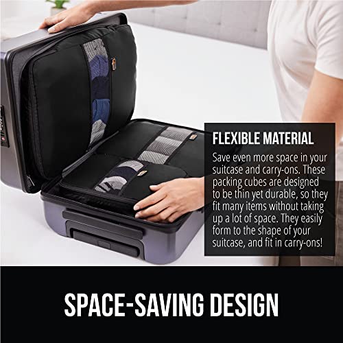 Gorilla Grip 3 Piece Packing Cubes Set, Space Saving Organizers for Suitcases and Luggage, Mesh Window Bags, Travel Essentials for Carry On Clothes, Shoes, Toiletry Accessories Cube with Zipper, Black