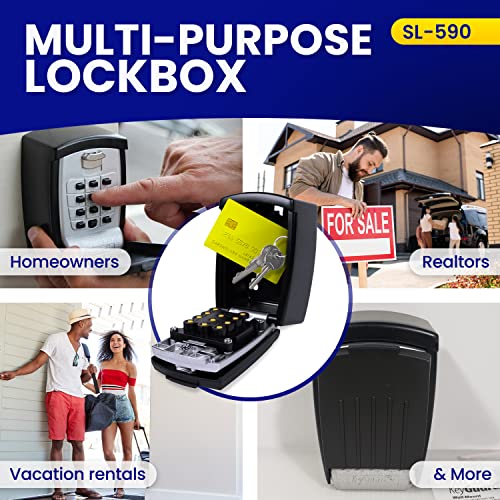 KeyGuard SL-590 Punch Button Lock Box - Secure Wall Mount Key Storage for Homes, Offices, and Rentals