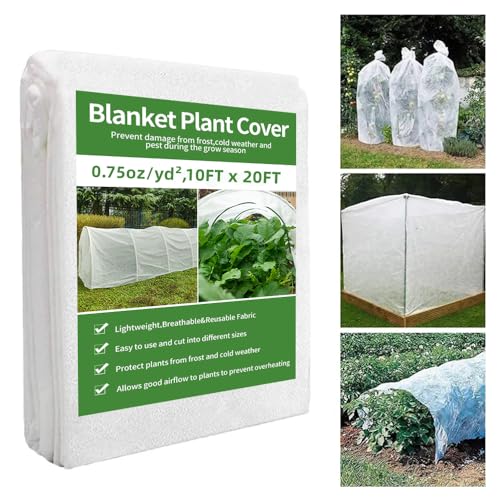 EXTRAEASY Plant Covers Freeze Protection 10ft x 20ft,Garden Floating Row Covers for Raised Beds/Vegetables Insect/Winter Frost,Frost Cloth Plant Freeze Protection (10x20ft, 0.75oz/yd²)