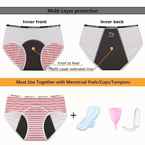 Nalwort Teen Girls Period Panties Cotton Leakproof Menstrual Underwear for First Period Starter