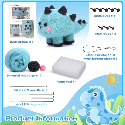 Nitlak Needle Felting Kit, Animal Needle Felting Starter Kit with Wool, Needle Felting Supplies with Foam Mat Instruction Needle Felting Needles for Beginners Adults DIY Craft Project(White Chicken)