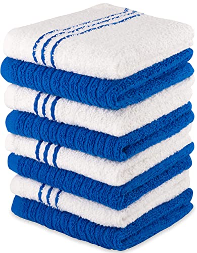 ORMYSA 8 Pack Kitchen Dish Cloths for Washing Dishes - Blue White, 12 x12 Inches Dishcloths for Kitchen Fast Absorbing Quick Dry Super Soft Dish Rags