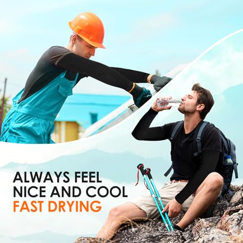 RHsia 4 Pairs UV Sun Protection Arm Sleeves for Men Women, Compression Cooling Sun Sleeves - Sports - Workouts - Tattoo Cover Up - UPF 50