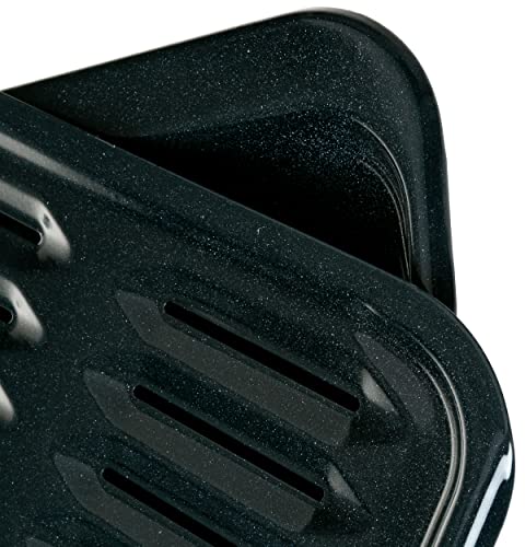 General Electric GE Appliances Broiler Pan with Rack for Oven, Non-Stick Pan, 2 Piece Black Porcelain Coated Carbon Steel Roasting Pan, Durable and Dishwasher Safe, WB48X10056, Genuine GE OEM Part