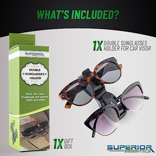 Sunglass Holder for Car Visor Clip - Sun-Glasses Holder and Ticket Card Clips - Car Visor Accessories - Luxury Eyeglass Car Mount