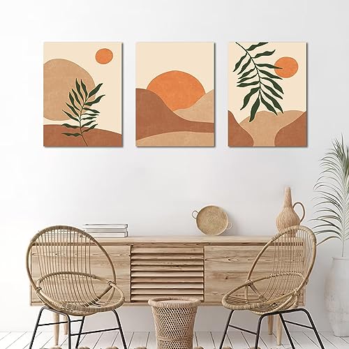 Mid-Century Modern Boho Wall Art Decor - Framed Prints for Living Room, Bedroom, Bathroom, Office - 12x16inch