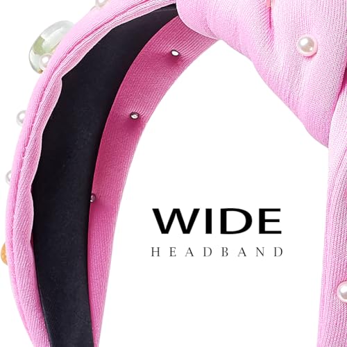 TANOSII Valentine’s Day Knotted Headband for Women Wide Headbands Hair Accessories Jeweled Hairband Letter Heart Rose Red
