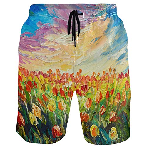 visesunny Rainbow Mermaid Underwater World Summer Men's Swim Trunks Quick Dry Bathing Suits Beach Holiday Party Swim Shorts