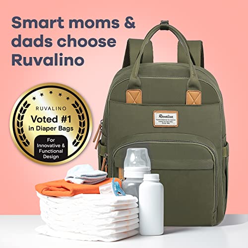RUVALINO Diaper Bag Backpack, Multifunction Travel Pack Maternity Baby Changing Bags, Large Capacity, Waterproof, Gray