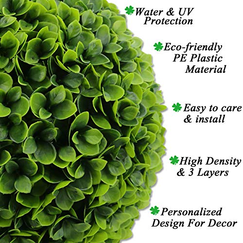 Sunnyglade 2 PCS 15.7 inch 3 Layers Artificial Plant Topiary Ball Faux Boxwood Decorative Balls for Backyard, Balcony,Garden, Wedding and Home Décor