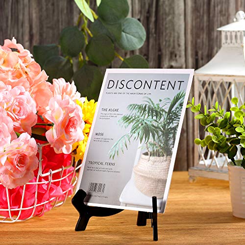 6 Pack 7 Inch Acrylic Easel Stand, Display Stand, Plate Stands for Display, Photo Holder Picture Frame Book Stand (Black)
