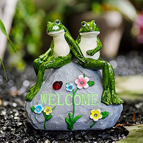 Nacome Solar Garden Outdoor Statues Turtle with Succulent and 7 LED Lights - Lawn Decor Tortoise Statue for Patio, Balcony, Yard Ornament - Unique Housewarming Gifts
