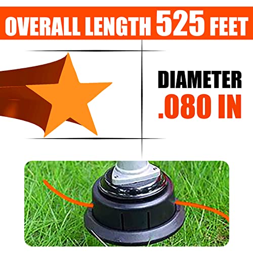 COSY GARDEN TOOLS String Trimmer Line, Commercial Grade Orange Pentagon Weed Eater String, Premium Nylon Universal 0.080" Diameter x 1LB, by 525 Foot