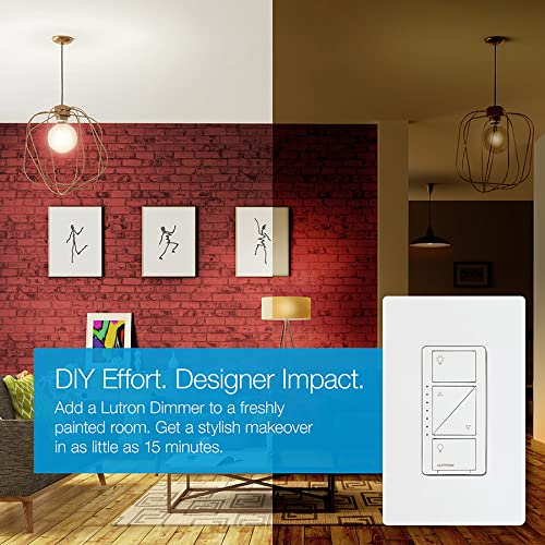 Lutron Caseta Smart Lighting Original Dimmer Switch w/ Pico Remote and Bracket, for LED Lights, Works w/ Alexa, Apple Homekit, Google Home (Hub Required), 150W, No Neutral Required, P-PKG1WB-WH