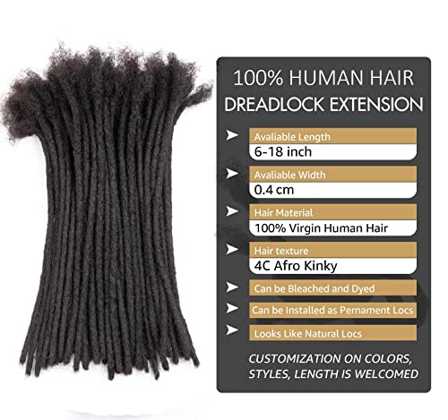 DAIXI 0.2cm & 0.4cm & 0.6cm & 0.8cm Thickness 12 Inch 20 Strands 100% Real Human Hair Dreadlock Extensions for Man/Women Permanent Loc Extensions Bundles Can Be Dyed Bleached Curled and Twisted