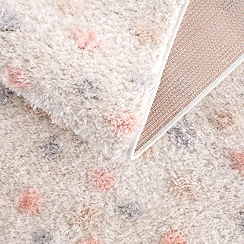 Hauteloom Cansu Living Room, Bedroom Area Rug - Contemporary - Plush Pile - Beige, Light Blue, Light Pink - 18" x 18" Sample