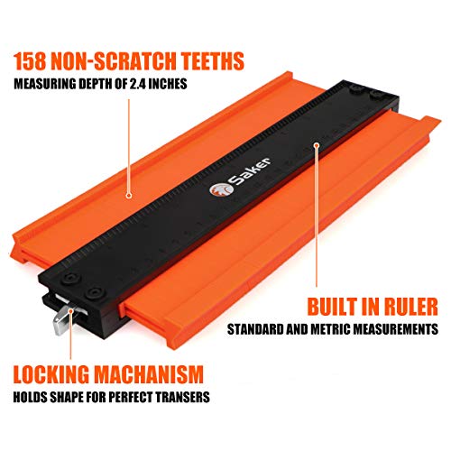 Saker Contour Gauge Profile Tool- Adjustable Lock-Precisely Copy Irregular Shape Duplicator -Irregular Welding Woodworking Tracing -Tool for DIY Handyman, Construction (10INCH)