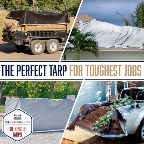 12x16 Heavy Duty Tarp, 10 Mil Thick, High Durability, Tear & Fade Resistant, UV Treated, Grommets Every 18 Inches (12' x '16')