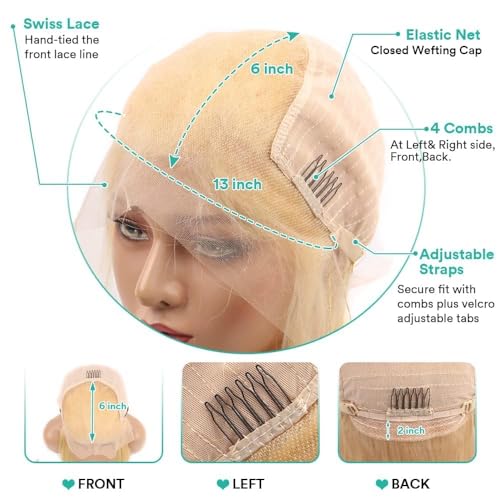 HOTLOVE 613 Lace Front Wig Human Hair, 13x6 Transparent Lace 613 HD Lace Frontal Wig For Women 12A Body Wave Blonde Lace Front Wigs Human Hair Pre Plucked With Baby Hair 38inch