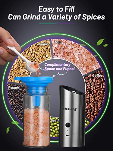 XinBaoLong USB Rechargeable Salt & Pepper Grinder, Adjustable Coarseness