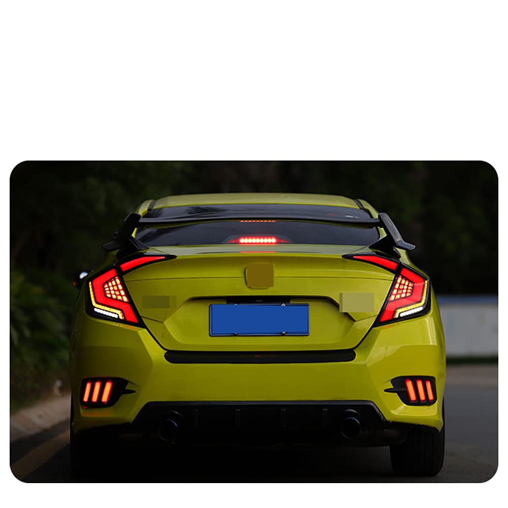 inginuity time LED Tail Lights For Honda Civic Sedan 10Th Gen 2016-2021 DRL Start Up Animation Rear Lamp Assembly (Not for hatchback & Coupe)