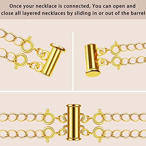 OHINGLT Necklace Layering Clasps Magnetic Slide Lock Clasp Necklace Connector Multi Strands Slide Tube Clasps