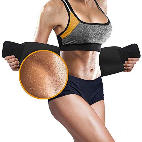 Perfotek Waist Trainer for Women Lower Belly - Waist Trimmer Belt Sauna Tummy Toner Low Back and Lumbar Support with Sauna Suit Effect (Small Black)