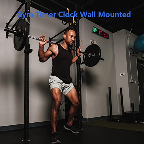 LUCORB Gym Timer, 15" Large Digital Wall Clock for Gym Interval Workout with Time Progress Bar Countdown/Up Stopwatch, Remote Control for Home Gym Garage Boxing Crossfit Fitness