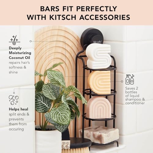Kitsch Tea Tree Shampoo Bar Soap, 2-in-1 Clarifying Grease, Natural Organic, for Women and Men, Zero Waste Travel Size Hair Care Set of 2 Pack