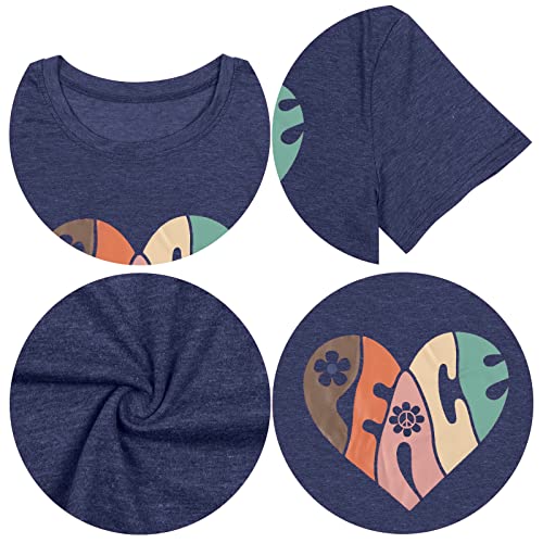 Peace Love Shirt Women 70s Hippe Shirts Soul Inspirational Hippy Tops Vintage Graphic Tees Short Sleeve - Sleeveless Grey